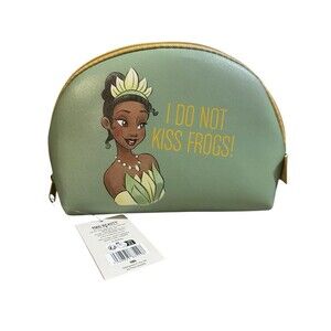 Mad Beauty Disney Princess Tiana Cosmetic Bag “I Do Not Kiss Frogs” Green NWT